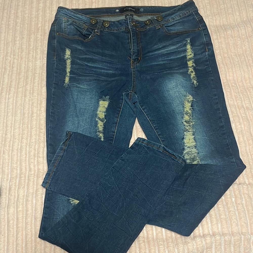 Ashley Stewart ripped jeans skinny flare